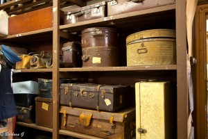 old suit cases in the train musuem